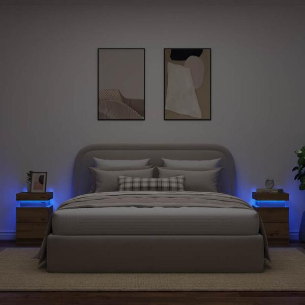 LED-Nachttische 2 Stk. Artisan-Eiche 35x39x55 cm Holzwerkstoff