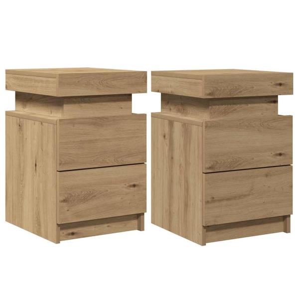 LED-Nachttische 2 Stk. Artisan-Eiche 35x39x55 cm Holzwerkstoff