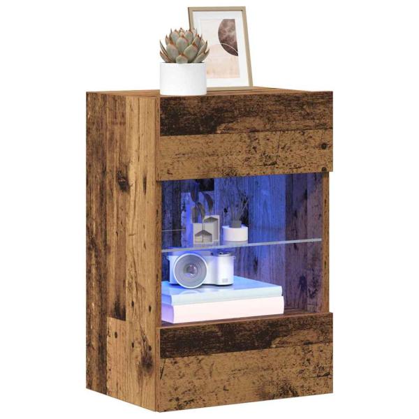 Wandschränke mit LED-Leuchten für TV 2 Stk. Altholz-Optik