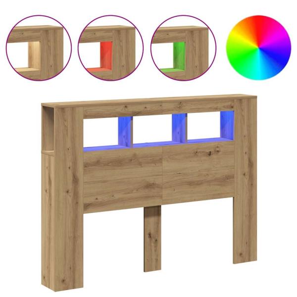 LED-Kopfteil Artisan-Eiche 140x18,5x103,5 cm Holzwerkstoff