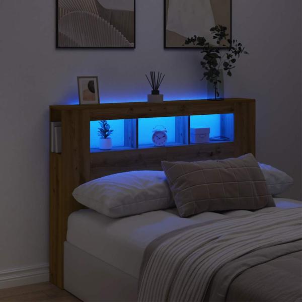 LED-Kopfteil Artisan-Eiche 140x18,5x103,5 cm Holzwerkstoff