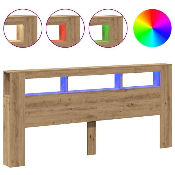 LED-Kopfteil Artisan-Eiche 220x18,5x103,5 cm Holzwerkstoff