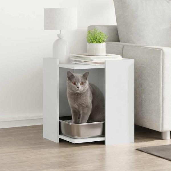 ARDEBO.de - Katzenstreu Box Umzäunung Weiß 42 x 42 x 51 cm