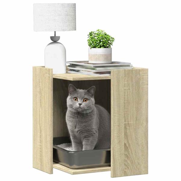 Katzenstreu Box Umzäunung Sonoma-Eiche 42 x 42 x 51 cm