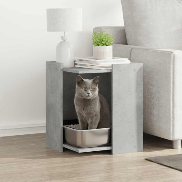 ARDEBO.de - Katzenstreu Box Umzäunung Betongrau 42 x 42 x 51 cm