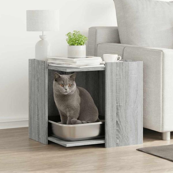 ARDEBO.de - Katzenklo Grau Sonoma 53x53x51 cm Holzwerkstoff