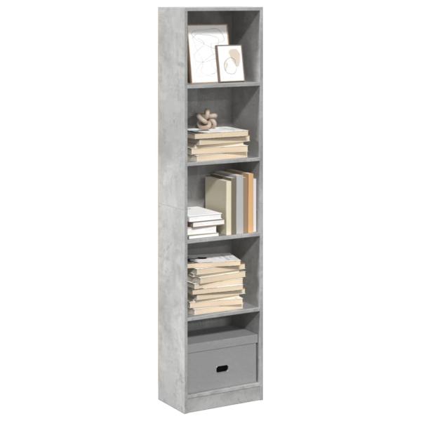 ARDEBO.de - B?cherregal Betongrau 40x24x176 cm Holzwerkstoff