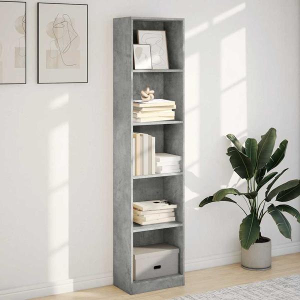 B?cherregal Betongrau 40x24x176 cm Holzwerkstoff