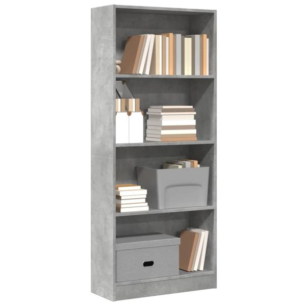 ARDEBO.de - B?cherregal Betongrau 60x24x143 cm Holzwerkstoff