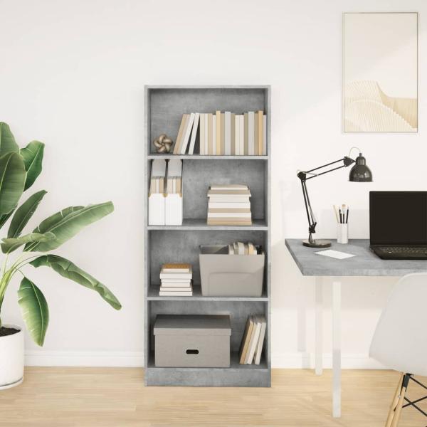 B?cherregal Betongrau 60x24x143 cm Holzwerkstoff