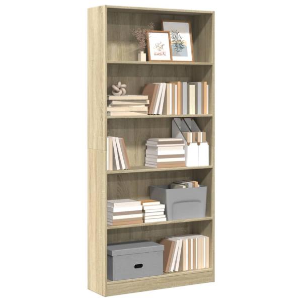 ARDEBO.de - B?cherregal Sonoma-Eiche 80 x 24 x 176 cm Holzwerkstoff