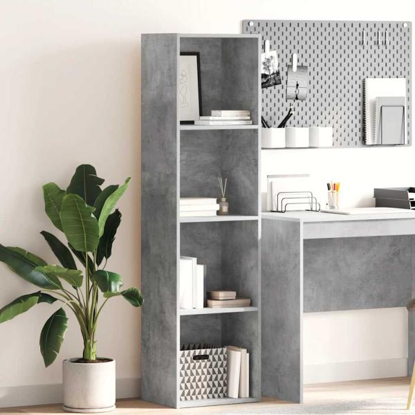 ARDEBO.de - Bücherregal Betongrau 40x30x152 cm Holzwerkstoff