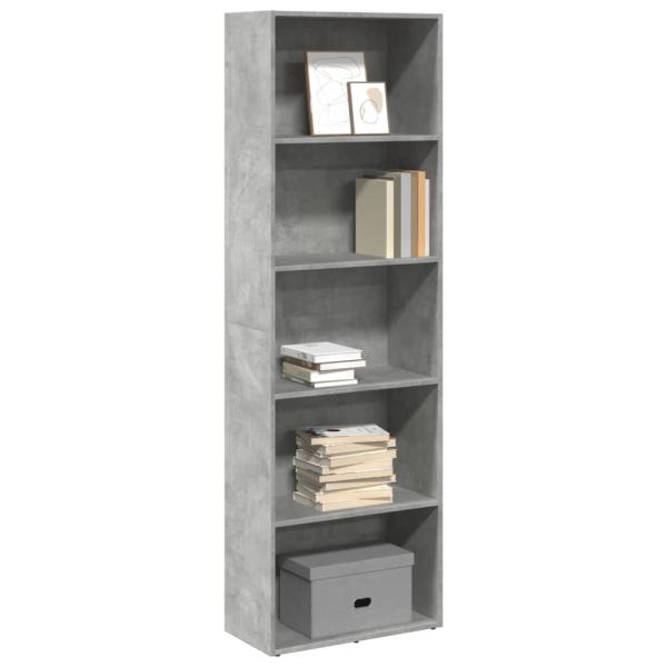 ARDEBO.de - Bücherregal Betongrau 60x30x189 cm Holzwerkstoff