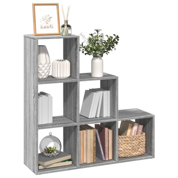 ARDEBO.de - Raumteiler-B?cherregal 3 Etagen Grau Sonoma 99x29x99 cm