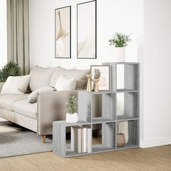 Raumteiler-B?cherregal 3 Etagen Grau Sonoma 99x29x99 cm