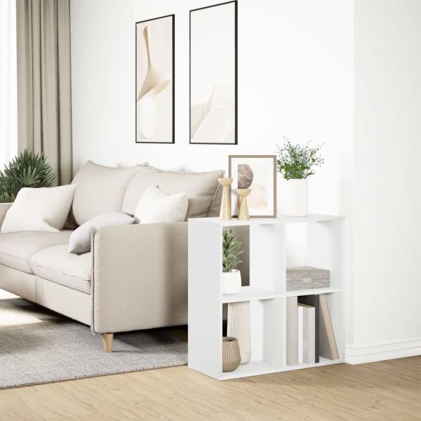 Raumteiler Bücherregal Weiß 69,5 x 29 x 69,5 cm Holzwerkstoff