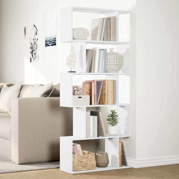 Raumteiler Bücherregal 5-stufig Weiß 70x24x161 cm Holzwerkstoff