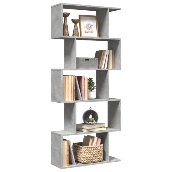 ARDEBO.de - Raumteiler-Bücherregal 5 Etagen Betongrau 70x24x161 cm
