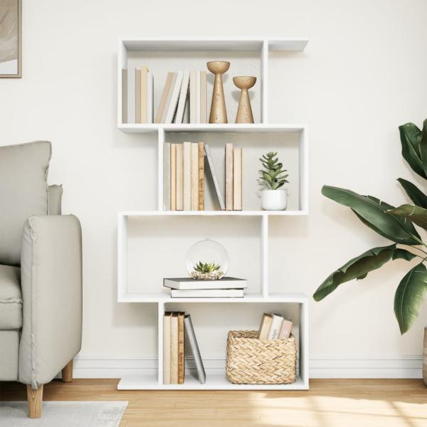 Raumteiler Bücherregal 4-stufig Weiß 70x24x129 cm Holzwerkstoff