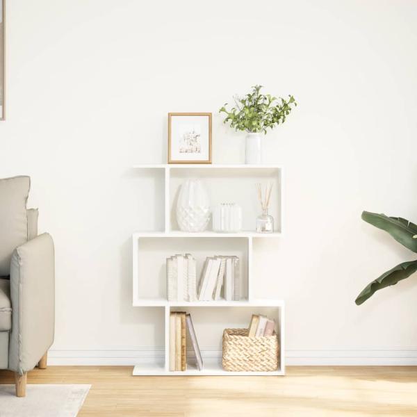 Raumteiler Bücherregal 3-stufig Weiß 70x24x97 cm Holzwerkstoff