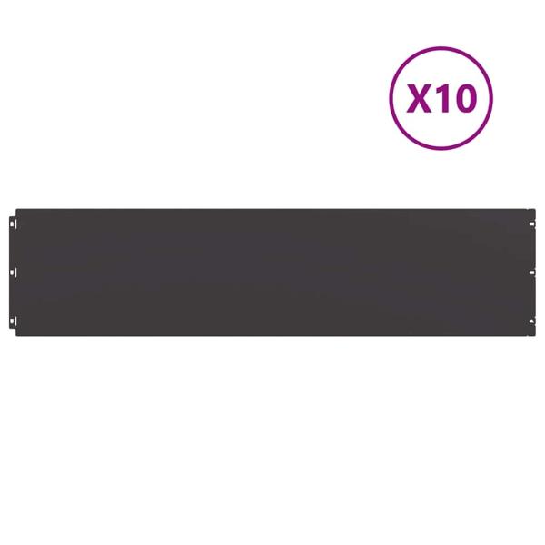 Rasenkanten 10 Stk. Schwarz 25x103 cm Kaltgewalzter Stahl