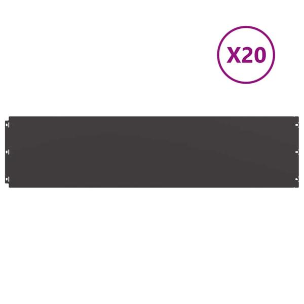 Rasenkanten 20 Stk. Schwarz 25x103 cm Kaltgewalzter Stahl