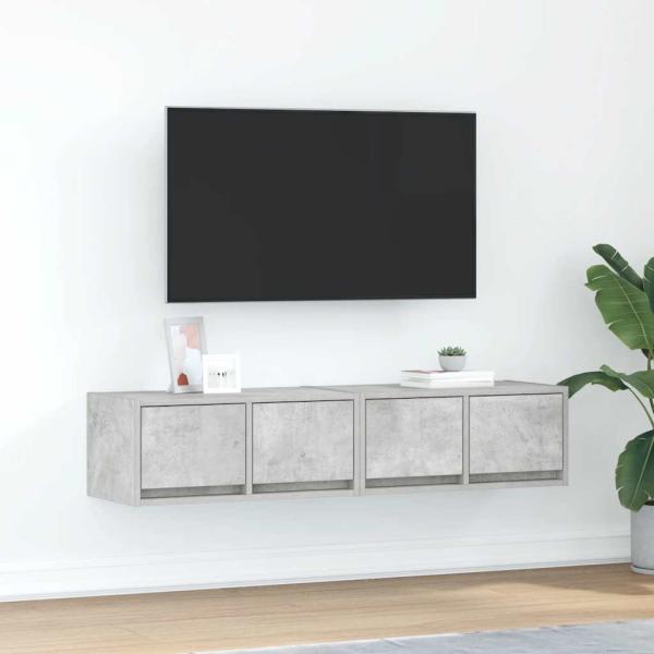 ARDEBO.de - TV-Schränke 2 Stk. Betongrau 60x31x25,5 cm Holzwerkstoff