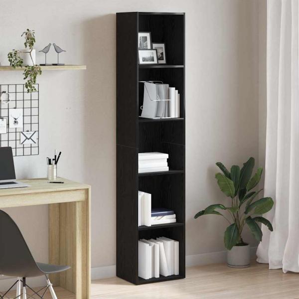 ARDEBO.de - Bücherregal Eiche Schwarz 40 x 30 x 189 cm Holzwerkstoff