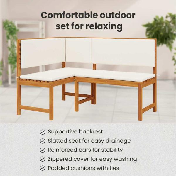 Gartenbänke Set 2 pcs Braun Massivholz Akazie
