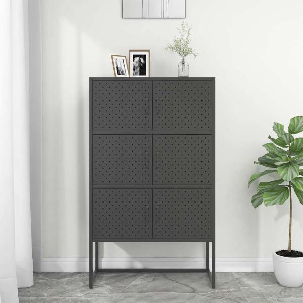 ARDEBO.de - Highboard Anthrazit 80x35x135 cm Stahl
