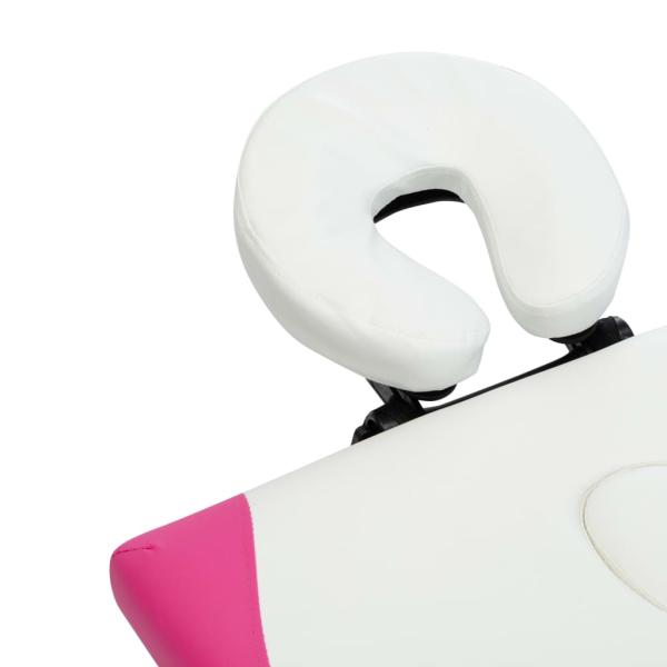 Massageliege Klappbar 4-Zonen Aluminiumgestell Weiß und Rosa