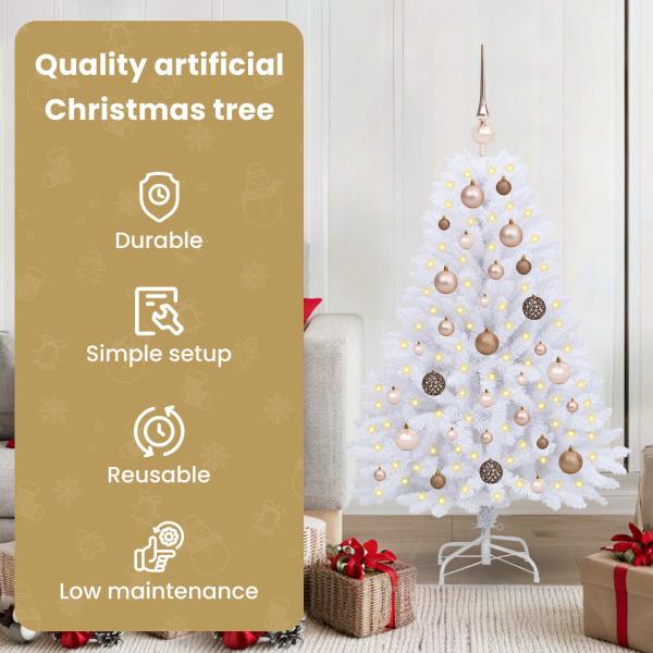 Künstlicher Weihnachtsbaum Weiß 68 x 68 x 120 cm PVC und Metall