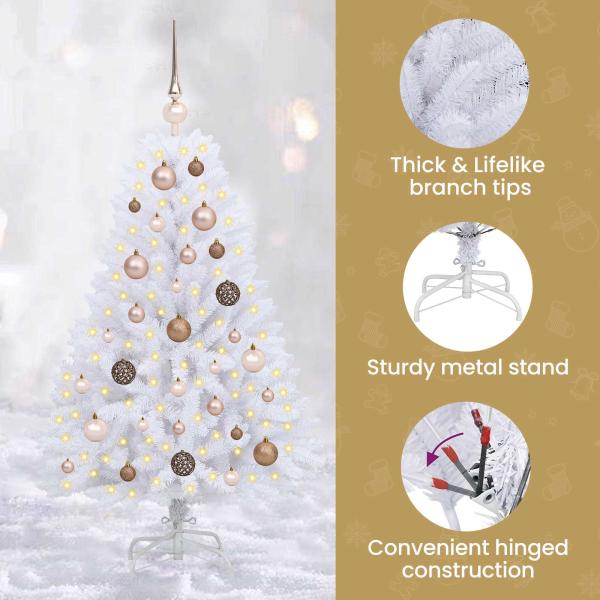 Künstlicher Weihnachtsbaum Weiß 68 x 68 x 120 cm PVC und Metall