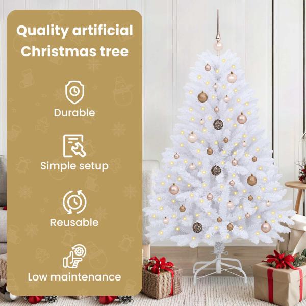 Künstlicher Weihnachtsbaum Weiß 80 x 80 x 150 cm PVC und Metall