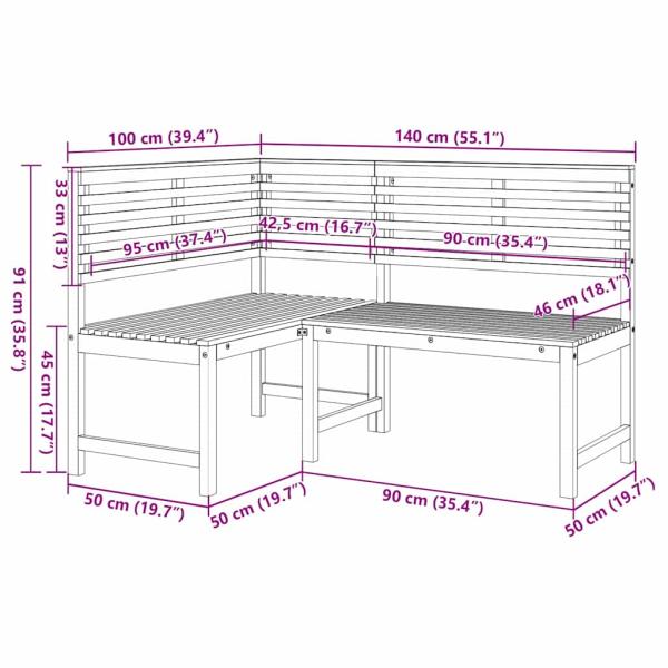 Gartenbänke Set 4 pcs Braun Akazie Massivholz