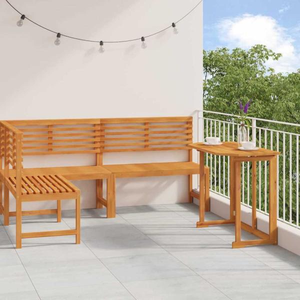 ARDEBO.de - Gartenbänke Set 3 pcs Braun Massivholz Akazie