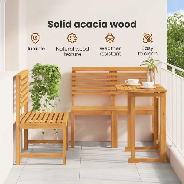 Garten Bistro Set 3 pcs Braun Massivholz Akazie