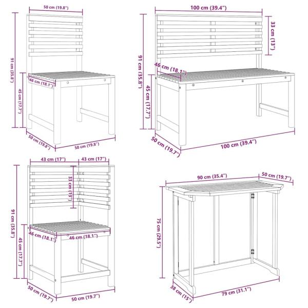 Garten Bistro Set 5 pcs Braun Massivholz Akazie