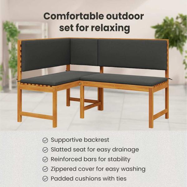 Gartenbänke Set 3 pcs Braun Massivholz Akazie
