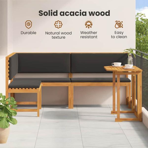 Gartenbänke Set 3 pcs Braun Massivholz Akazie