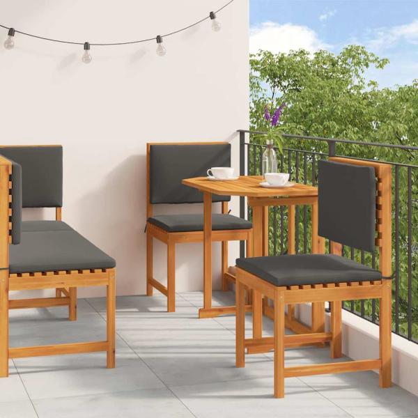 ARDEBO.de - Garten Bistro Set 4 pcs Braun Massivholz Akazie