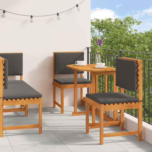 Garten Bistro Set 4 pcs Braun Massivholz Akazie