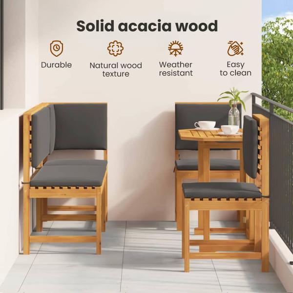 Garten Bistro Set 4 pcs Braun Massivholz Akazie