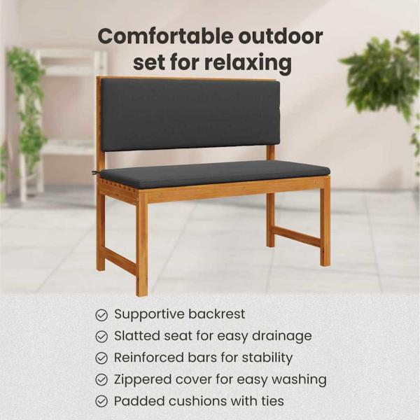 Garten Bistro Set 4 pcs Braun Massivholz Akazie