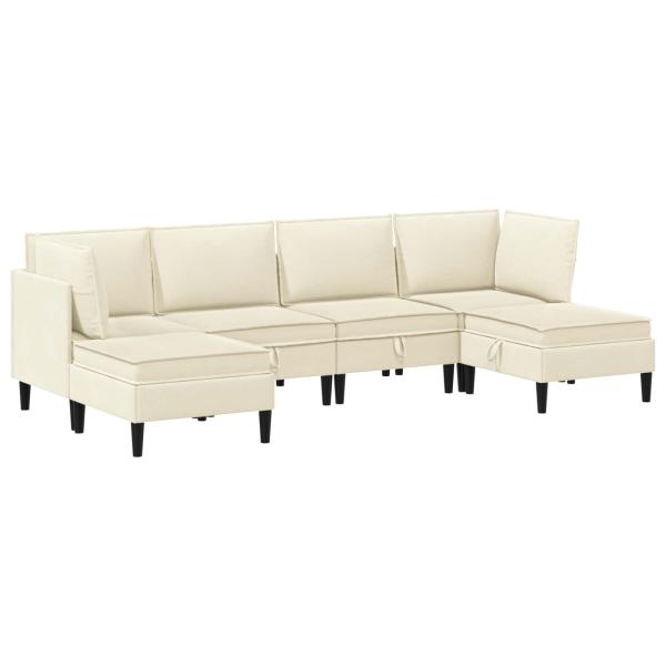 Wohnzimmergarnitur 6 Stk. Creme Stoff