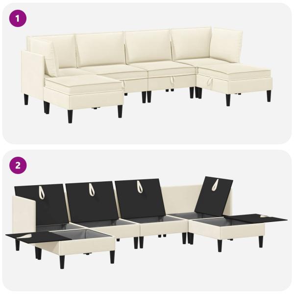 Wohnzimmergarnitur 6 Stk. Creme Stoff