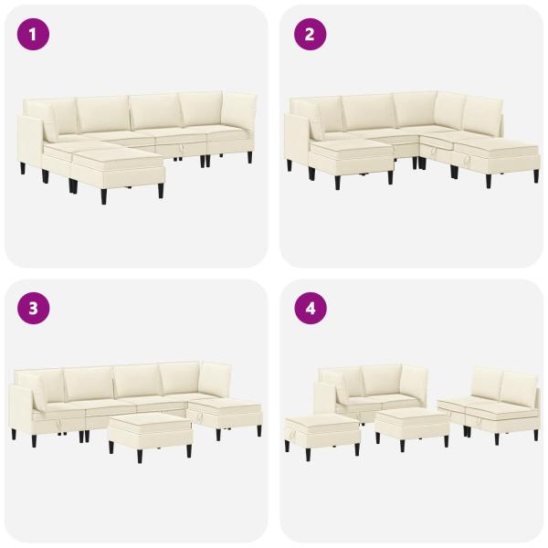 Wohnzimmergarnitur 6 Stk. Creme Stoff