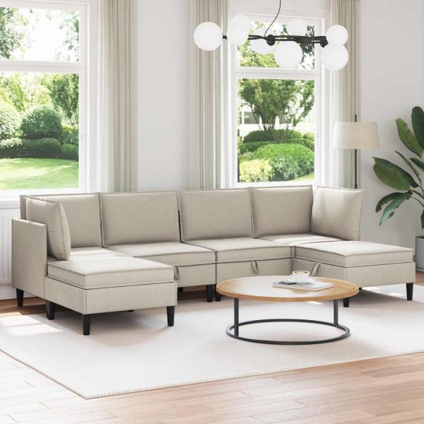 ARDEBO.de - Wohnzimmergarnitur 6 stk. 6-Sitzer Hafer 280 x 140 x 82 cm
