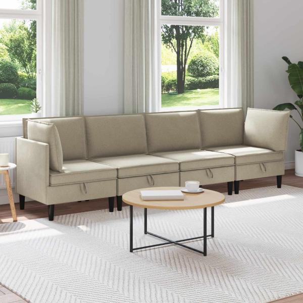 ARDEBO.de - Wohnzimmergarnitur 4 stk. Sand Stoff