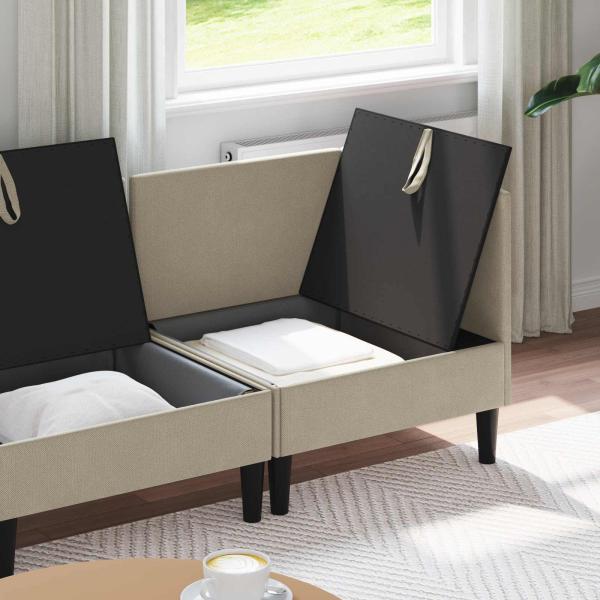 Wohnzimmergarnitur 4 stk. Sand Stoff